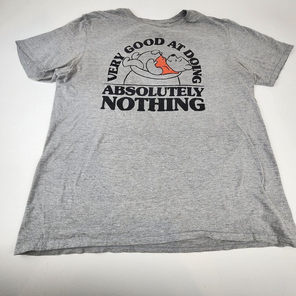 Disney Winnie the Pooh T Shirt Mens L Gray Doing Absolutely Nothing Graphic Tee